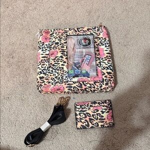 Leopard Print Crossbody Bag with Pink Accents